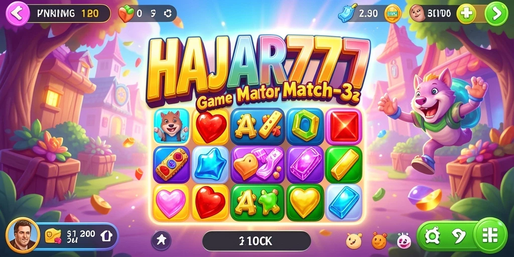 Tampilan menarik dari gameplay Match-3 HAJAR777.