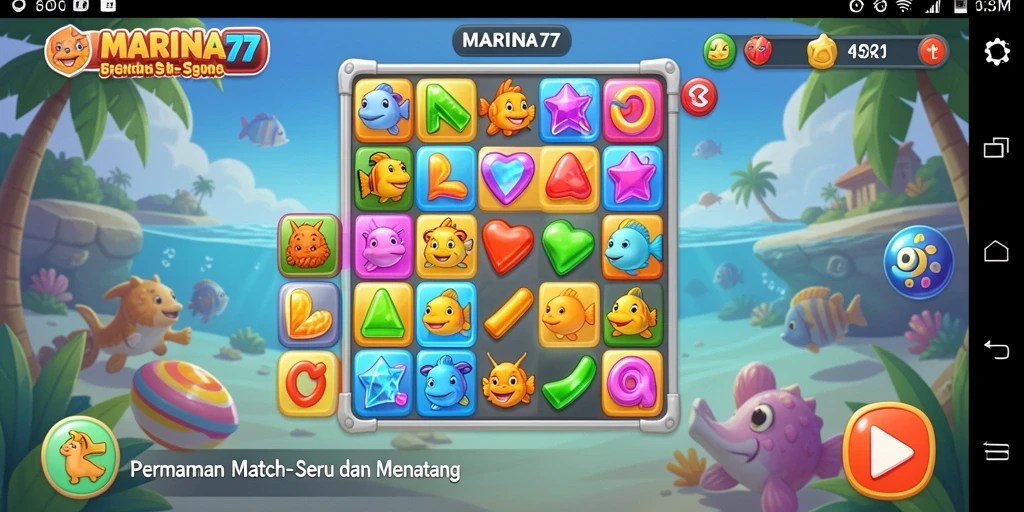 Screenshot gameplay MARINA77 yang menunjukkan aksi Match-3 yang seru.