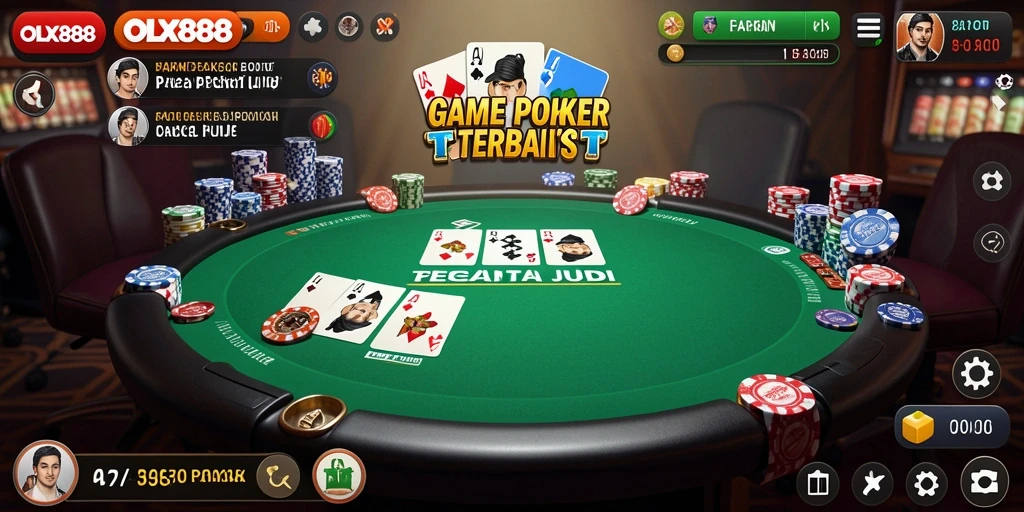 Tampilan gameplay OLX888 dengan aksi poker yang seru.